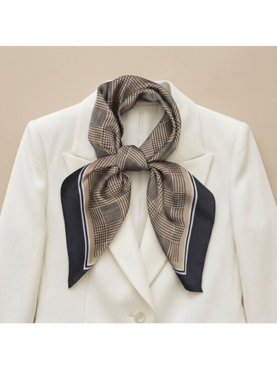 Unbranded Other - ✨Luxurious Elegant Silky Square Scarf Black White Block Design Bandana Neck Wrap